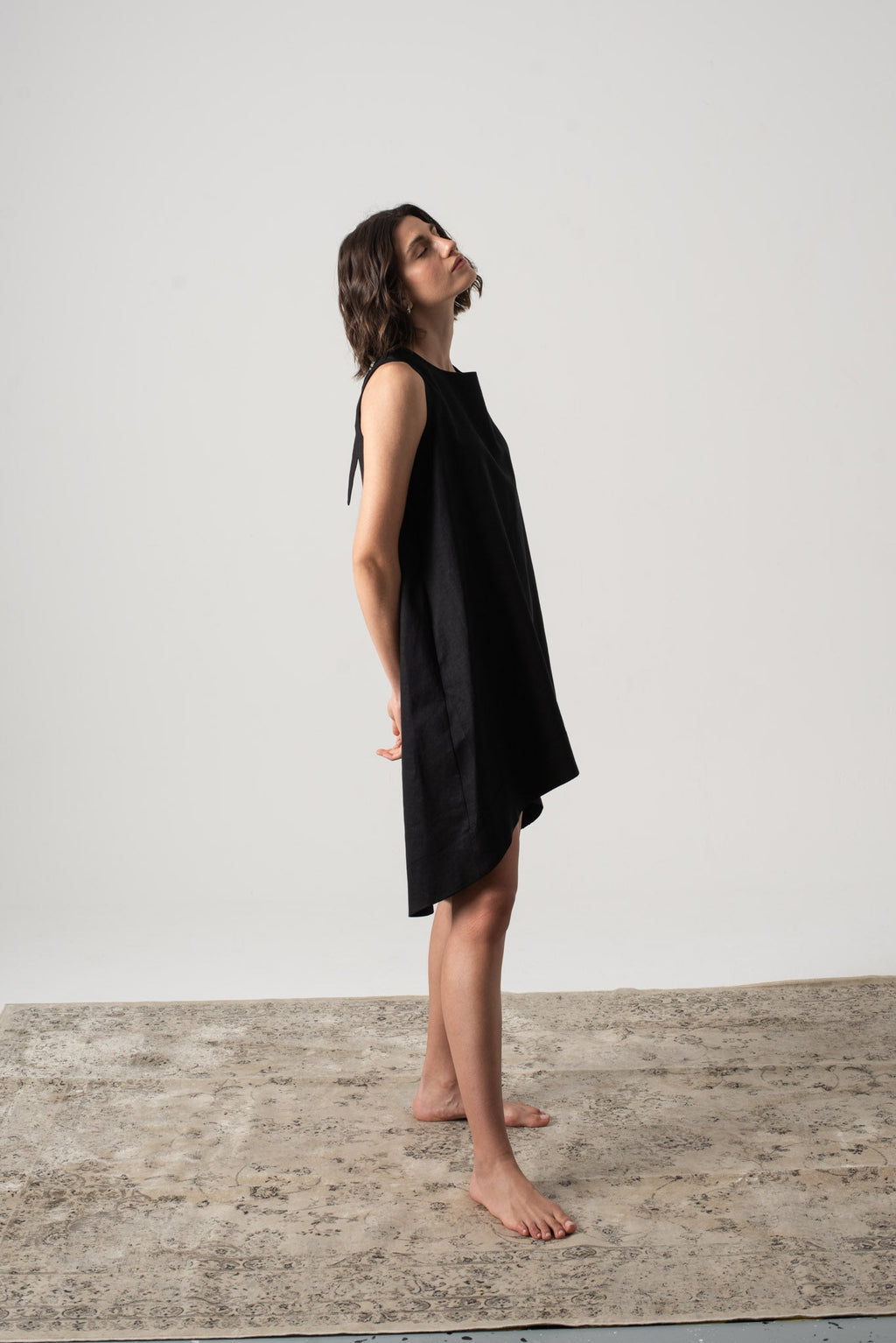 Linen Midi Dress Black