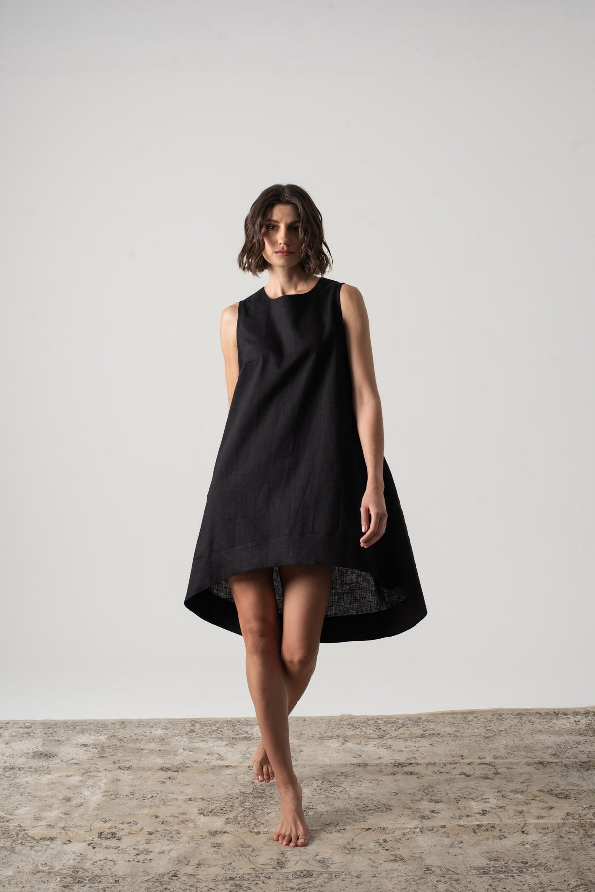 Linen Midi Dress Black