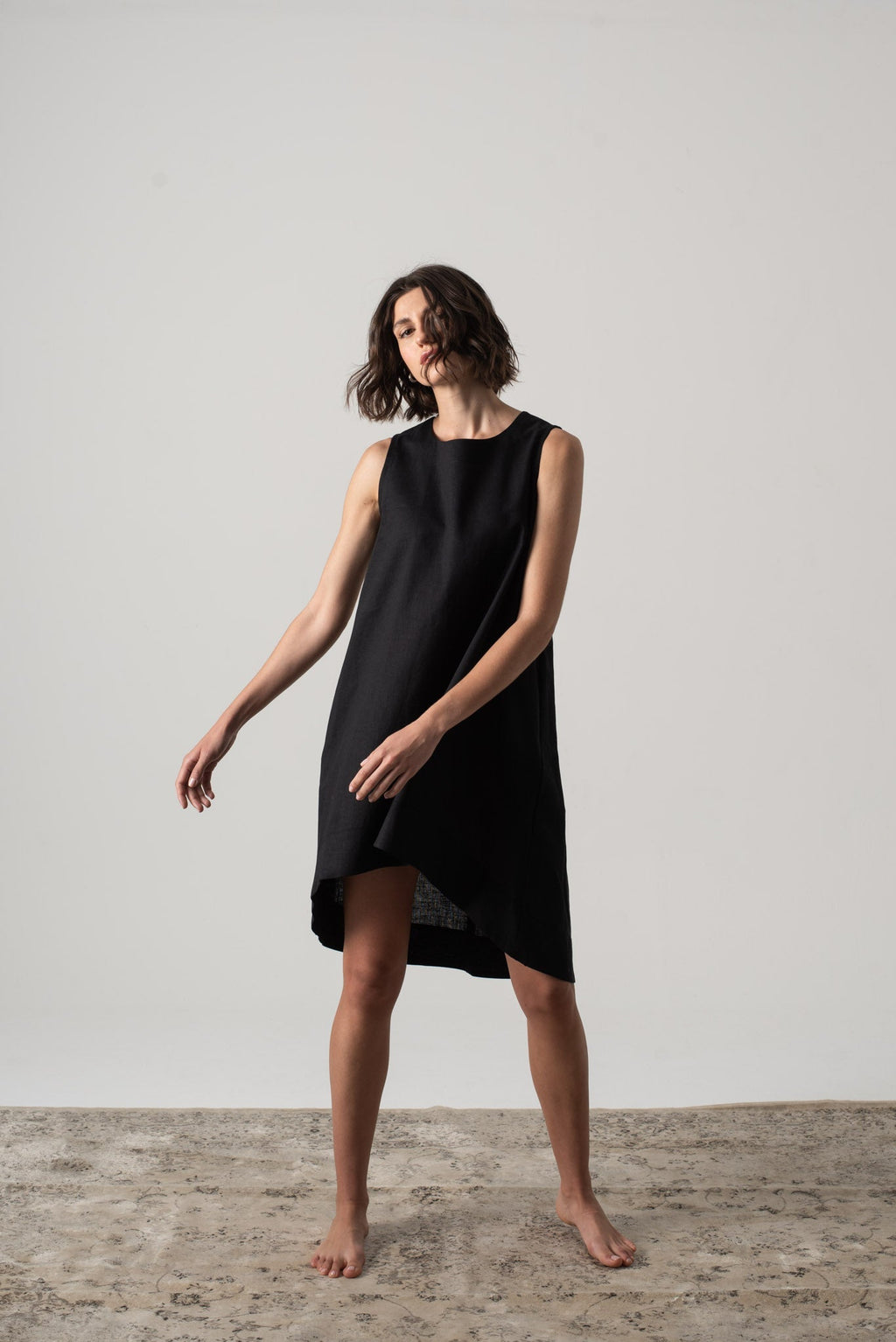 Linen Midi Dress Black