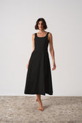 Linen Midi Dress Black