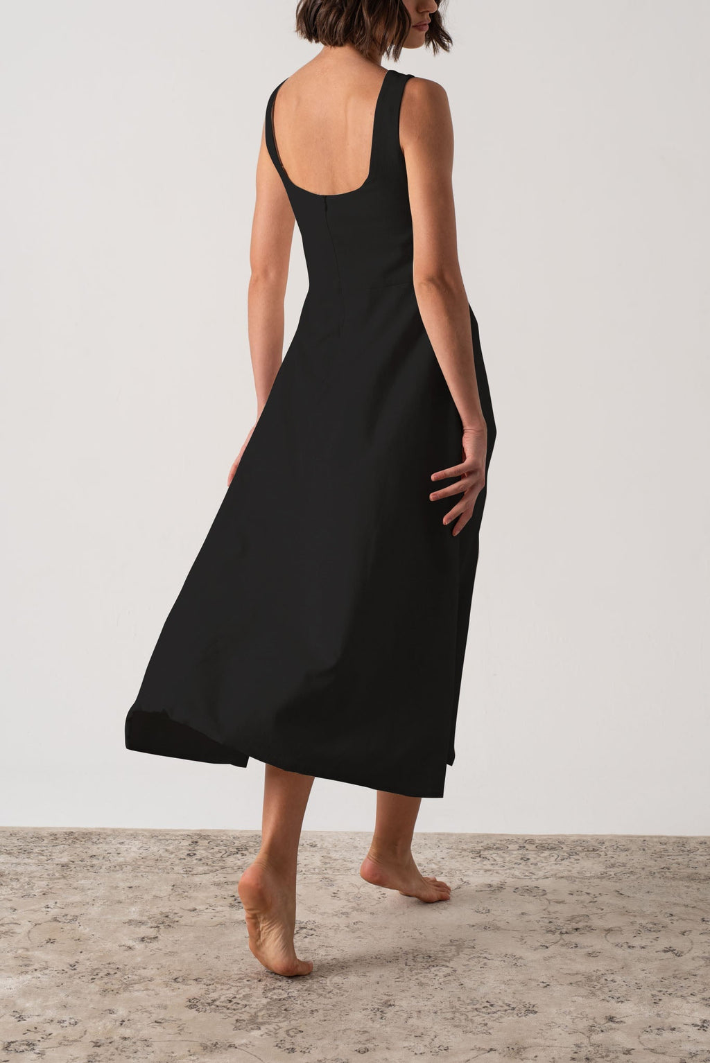 Linen Midi Dress Black