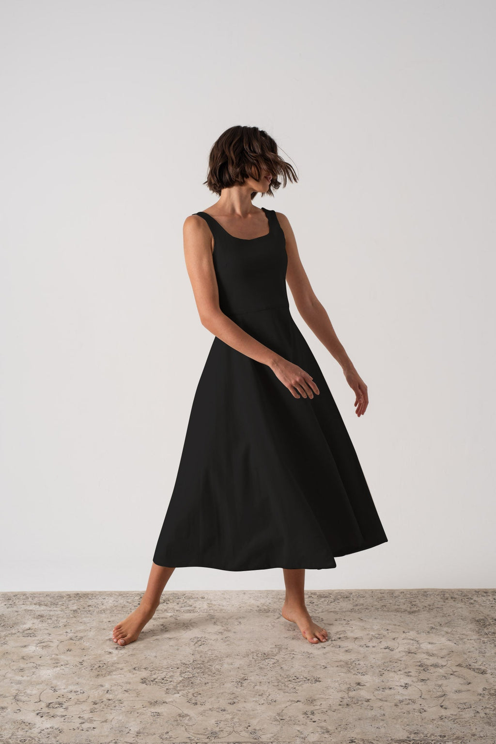 Linen Midi Dress Black