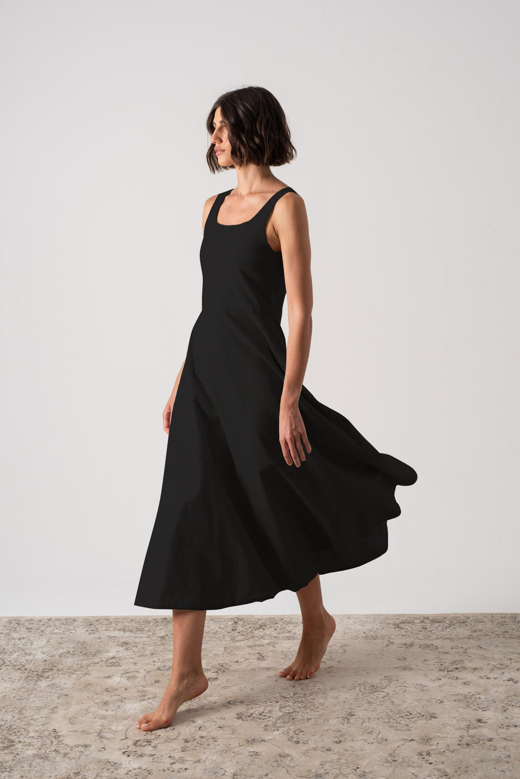 Linen Midi Dress Black