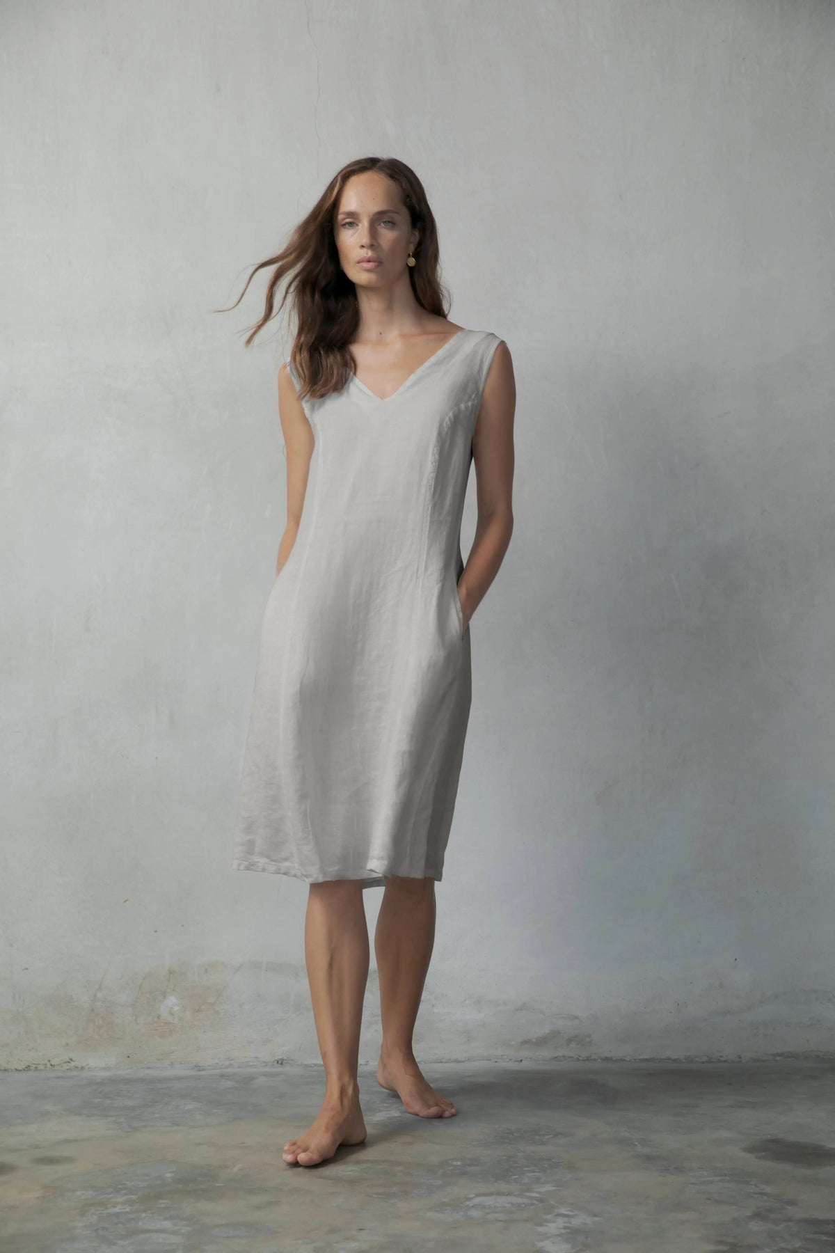 Linen Slip Dress Oatmeal Beige