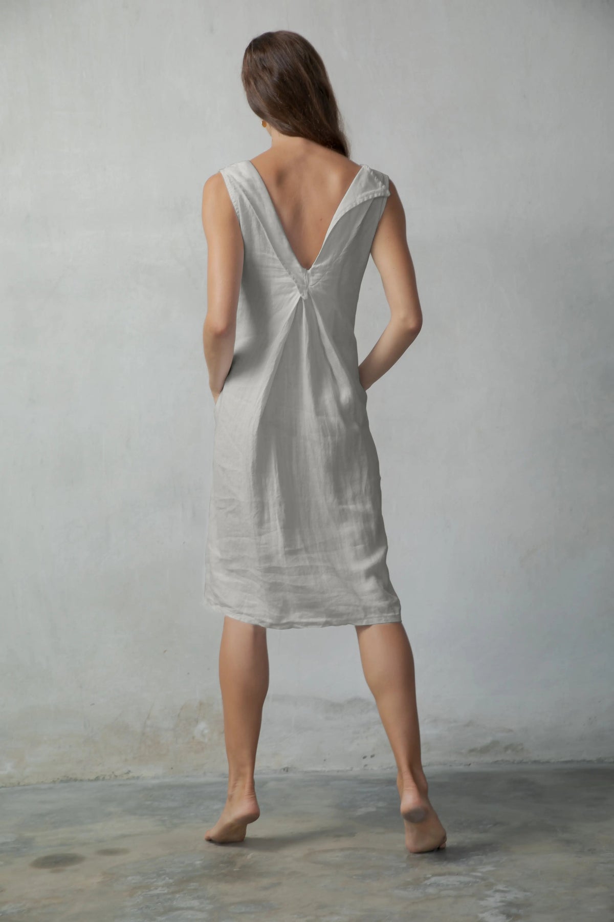 Linen Slip Dress Oatmeal Beige