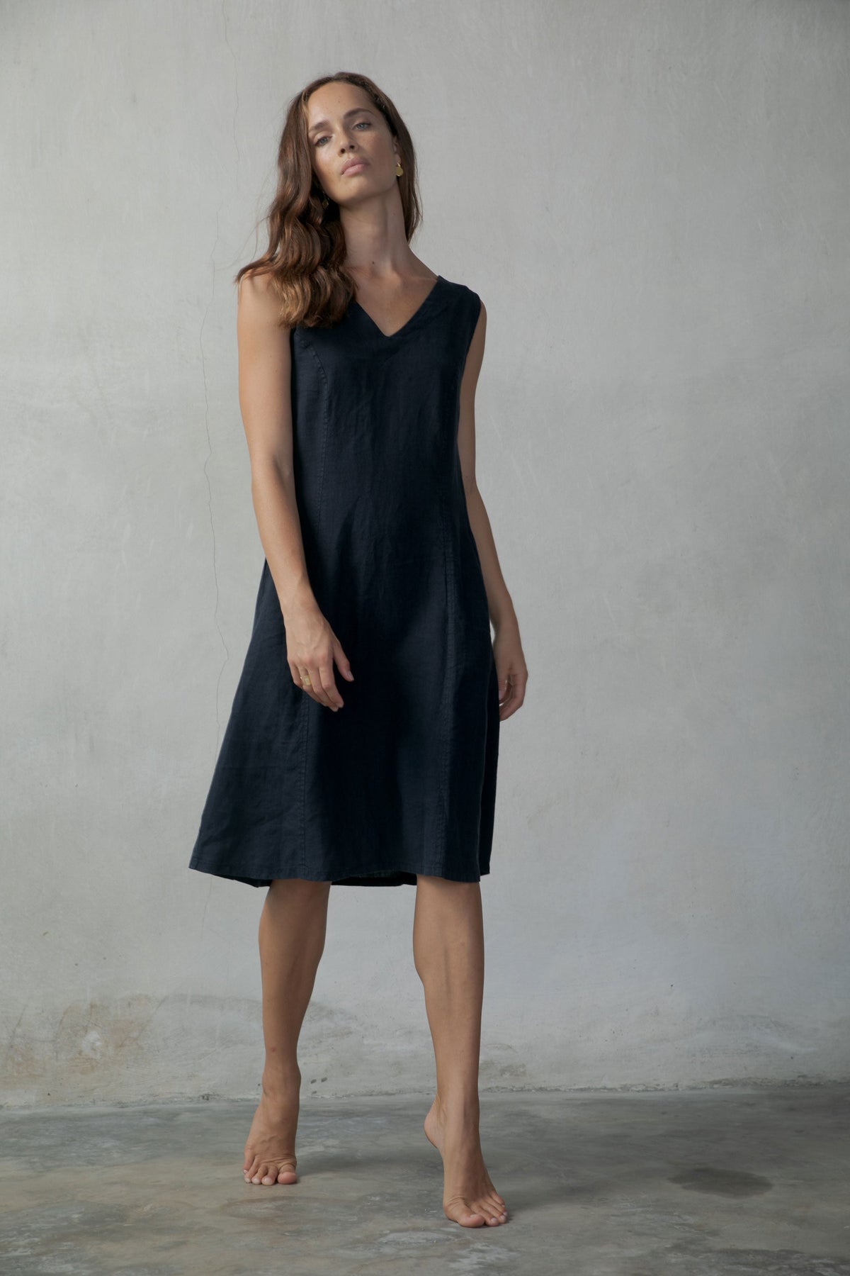Linen Slip Dress Navy