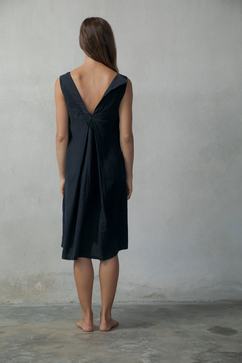 Linen Slip Dress Navy