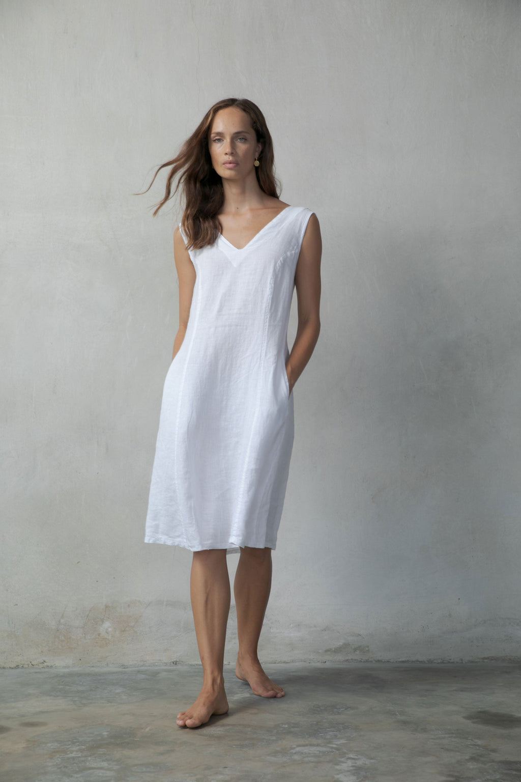 Linen Slip Dress White