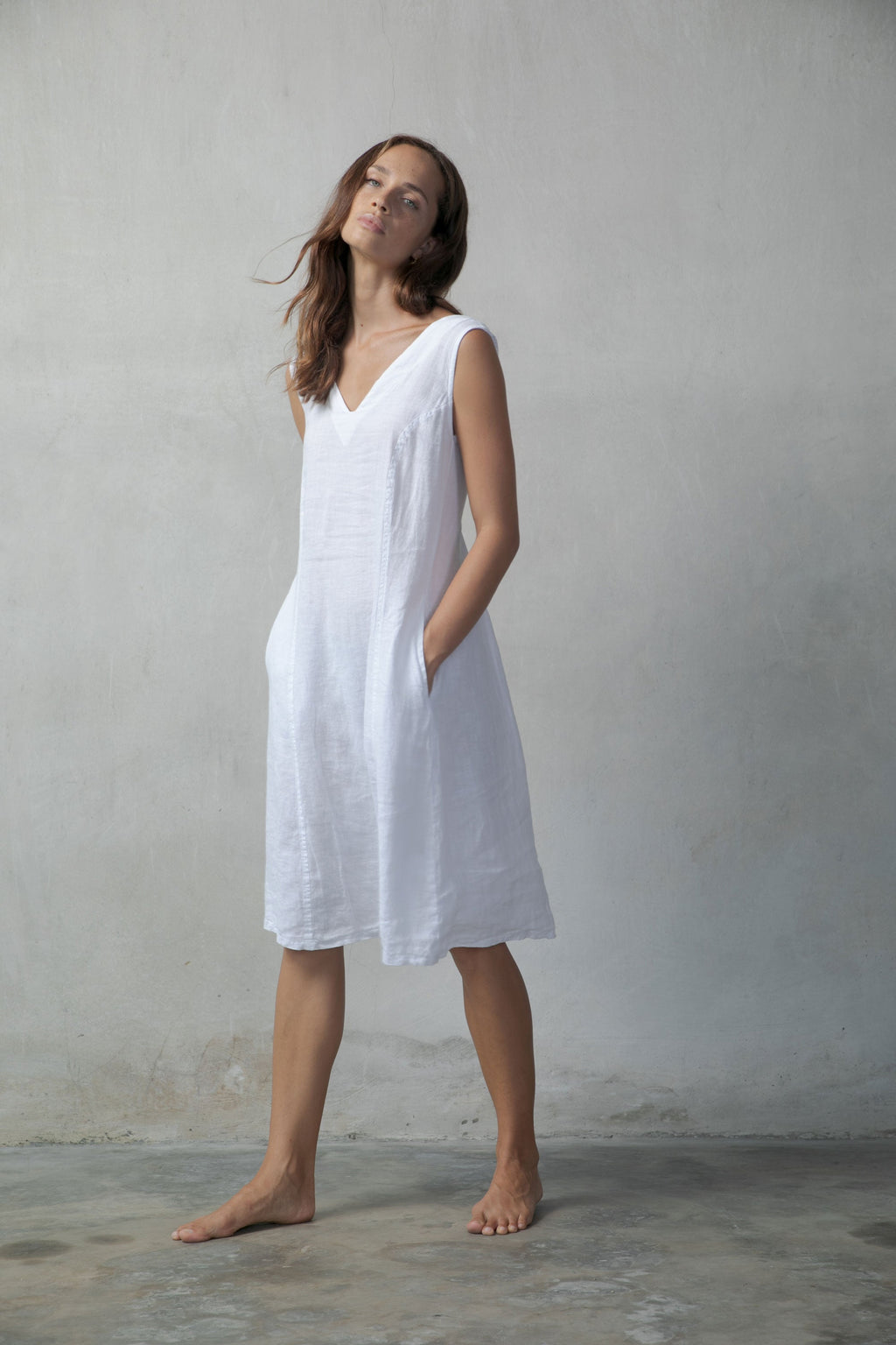 Linen Slip Dress White