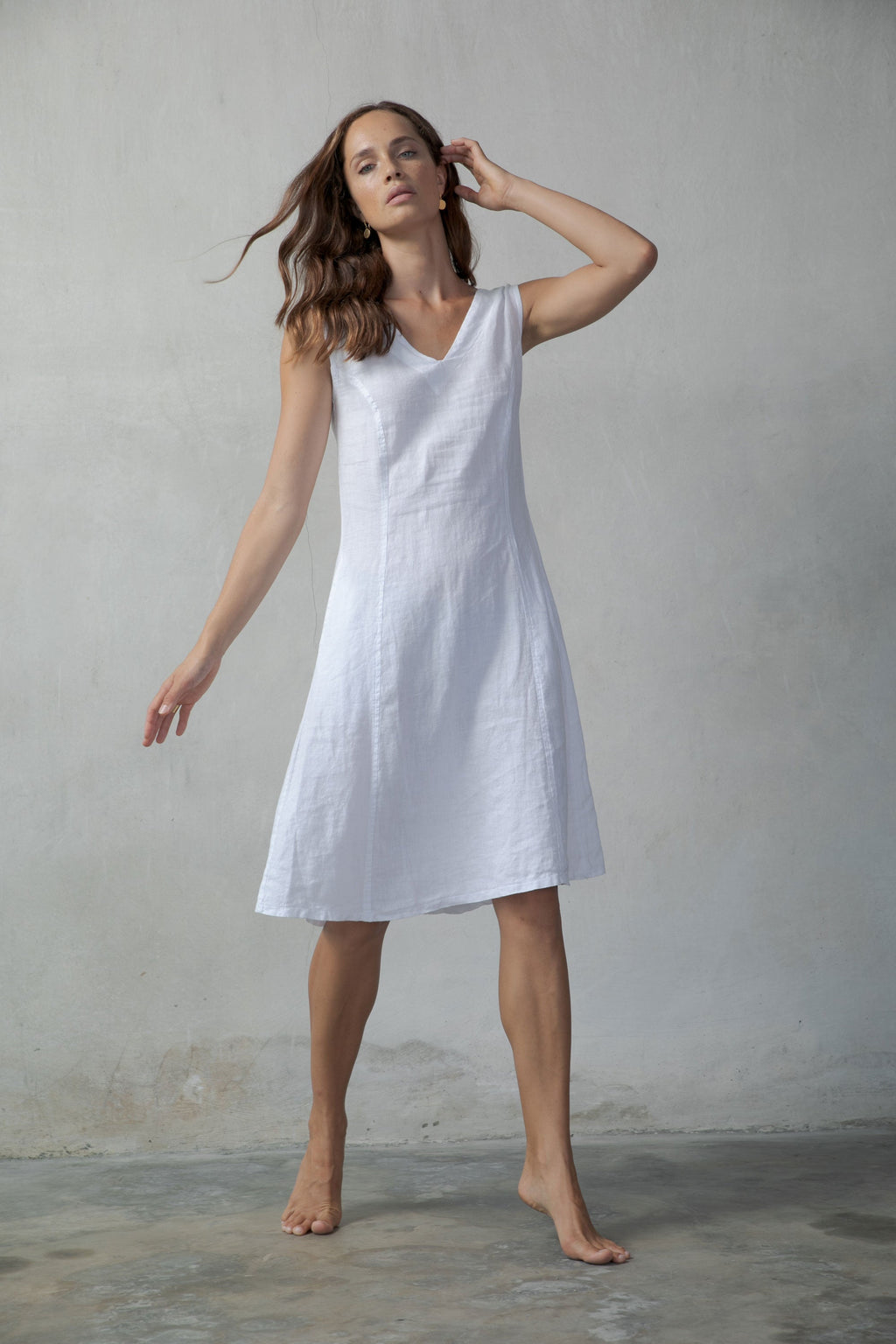 Linen Slip Dress White