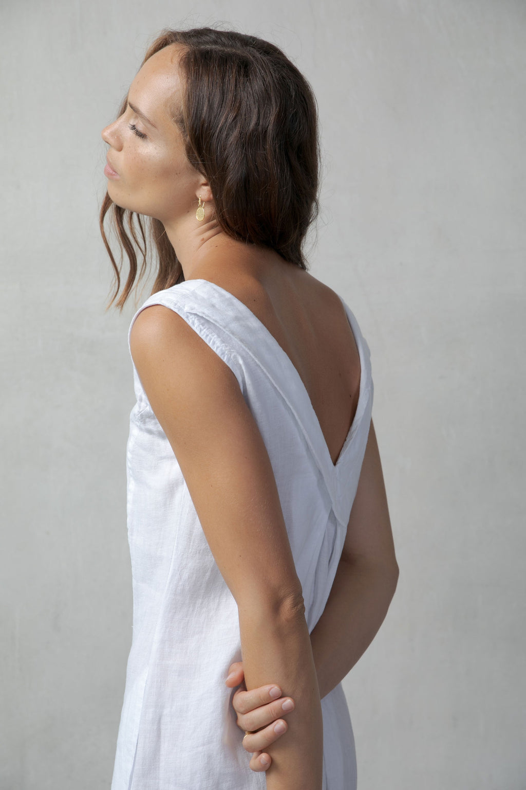 Linen Slip Dress White