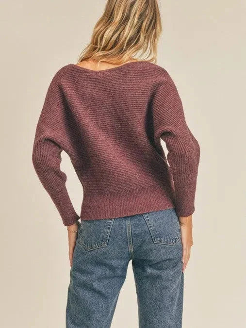 Ribbed Knit  Sleeve Sweater