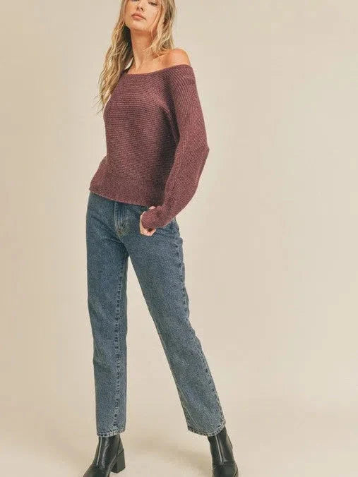 Ribbed Knit  Sleeve Sweater