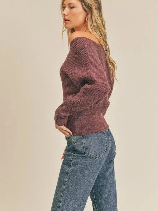 Ribbed Knit  Sleeve Sweater