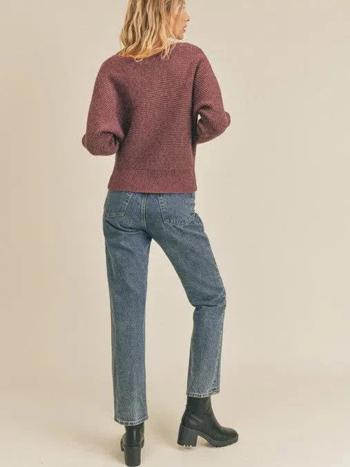 Ribbed Knit  Sleeve Sweater