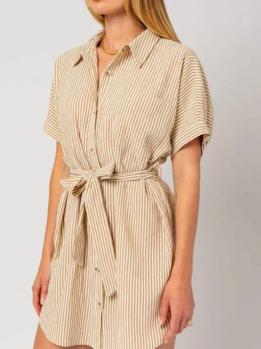 Half Sleeve Button Down Shirt Dress