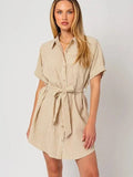 Half Sleeve Button Down Shirt Dress