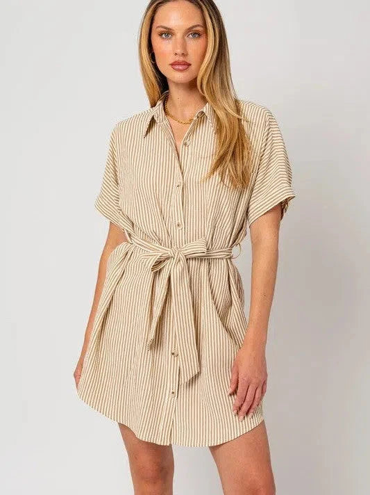 Half Sleeve Button Down Shirt Dress