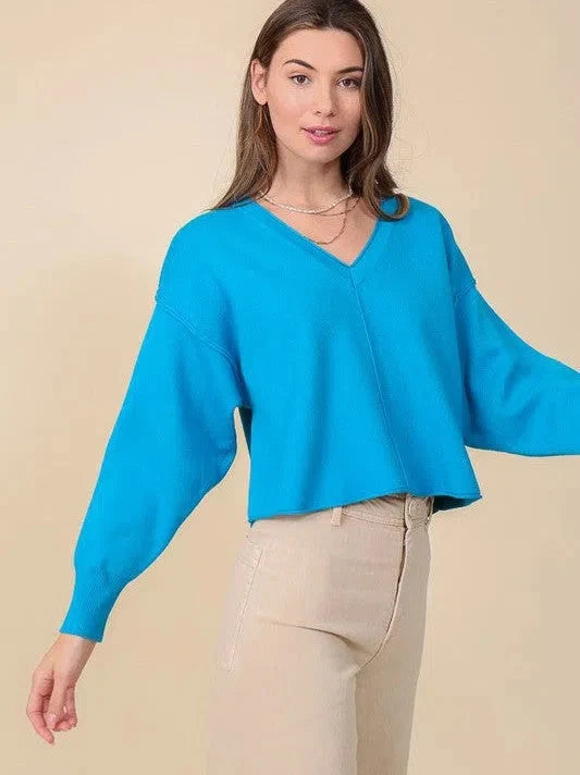 Shoulder V-Neck Sweater