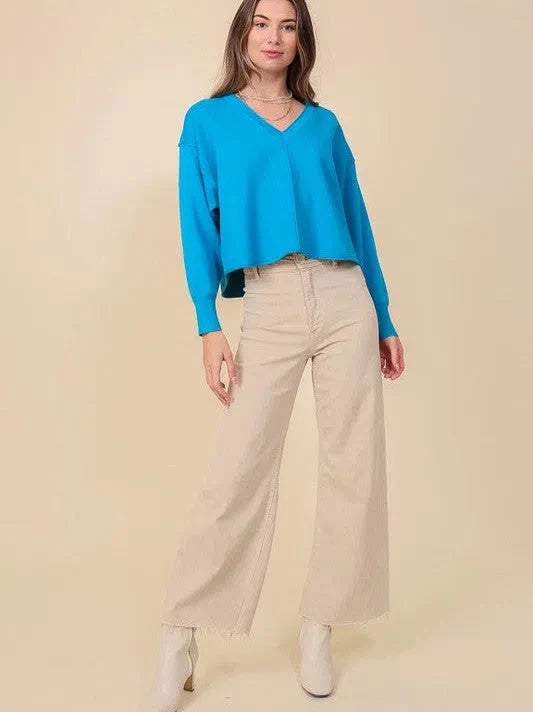 Shoulder V-Neck Sweater