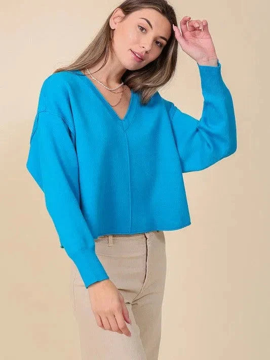 Shoulder V-Neck Sweater