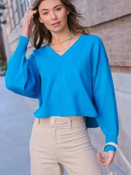 Shoulder V-Neck Sweater