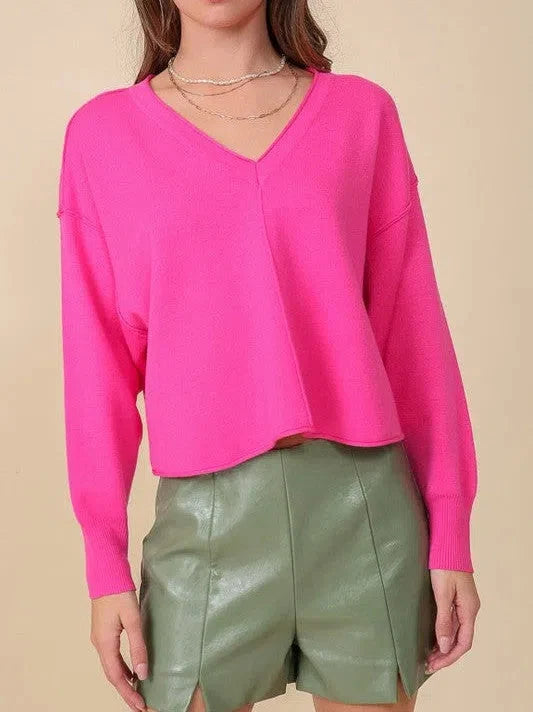 Shoulder V-Neck Sweater