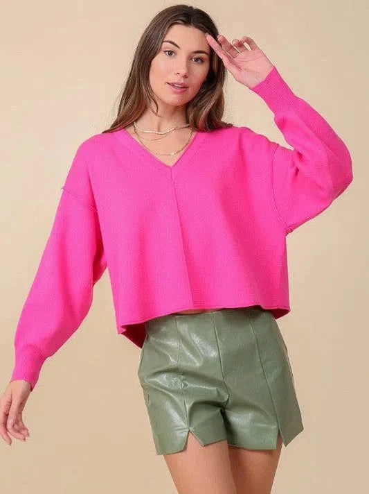 Shoulder V-Neck Sweater