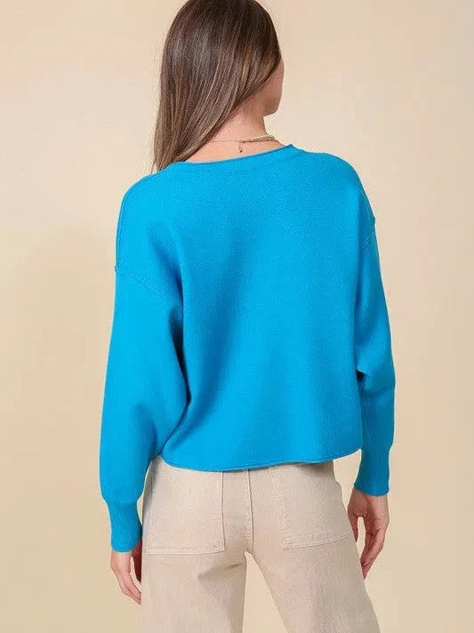 Shoulder V-Neck Sweater