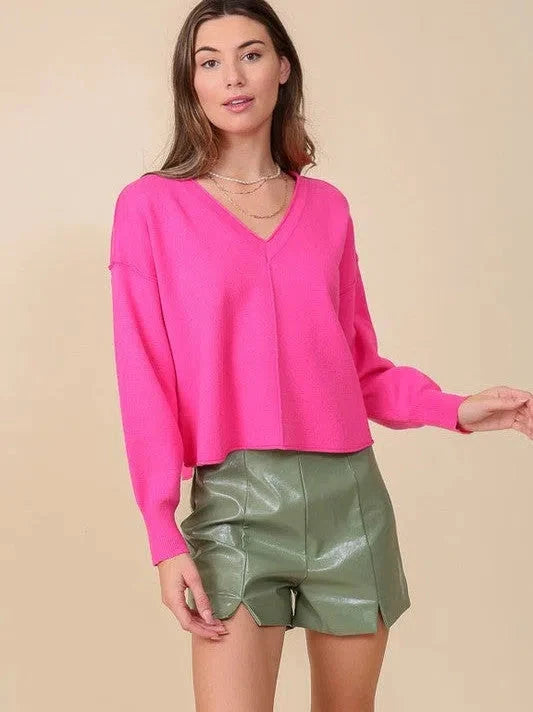 Shoulder V-Neck Sweater