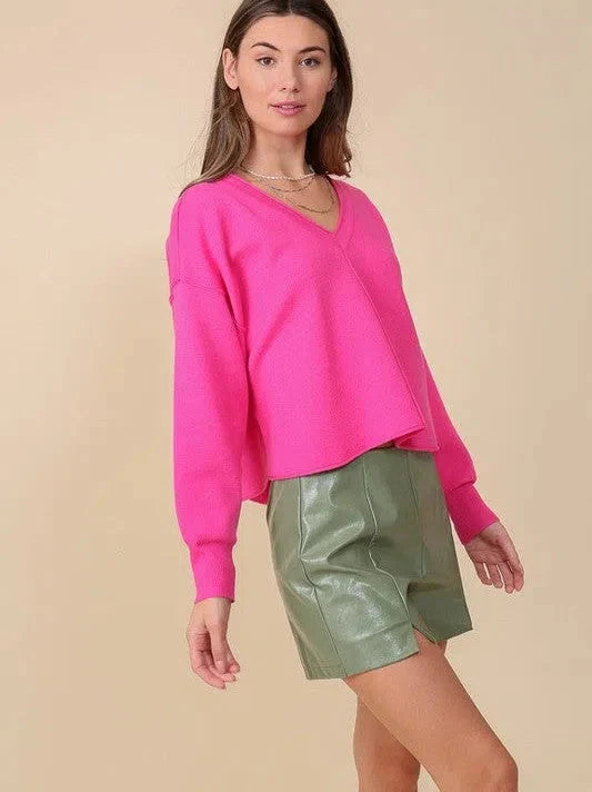 Shoulder V-Neck Sweater