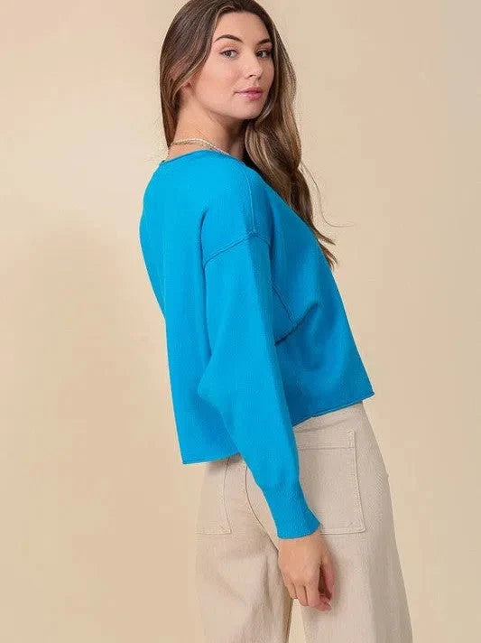 Shoulder V-Neck Sweater
