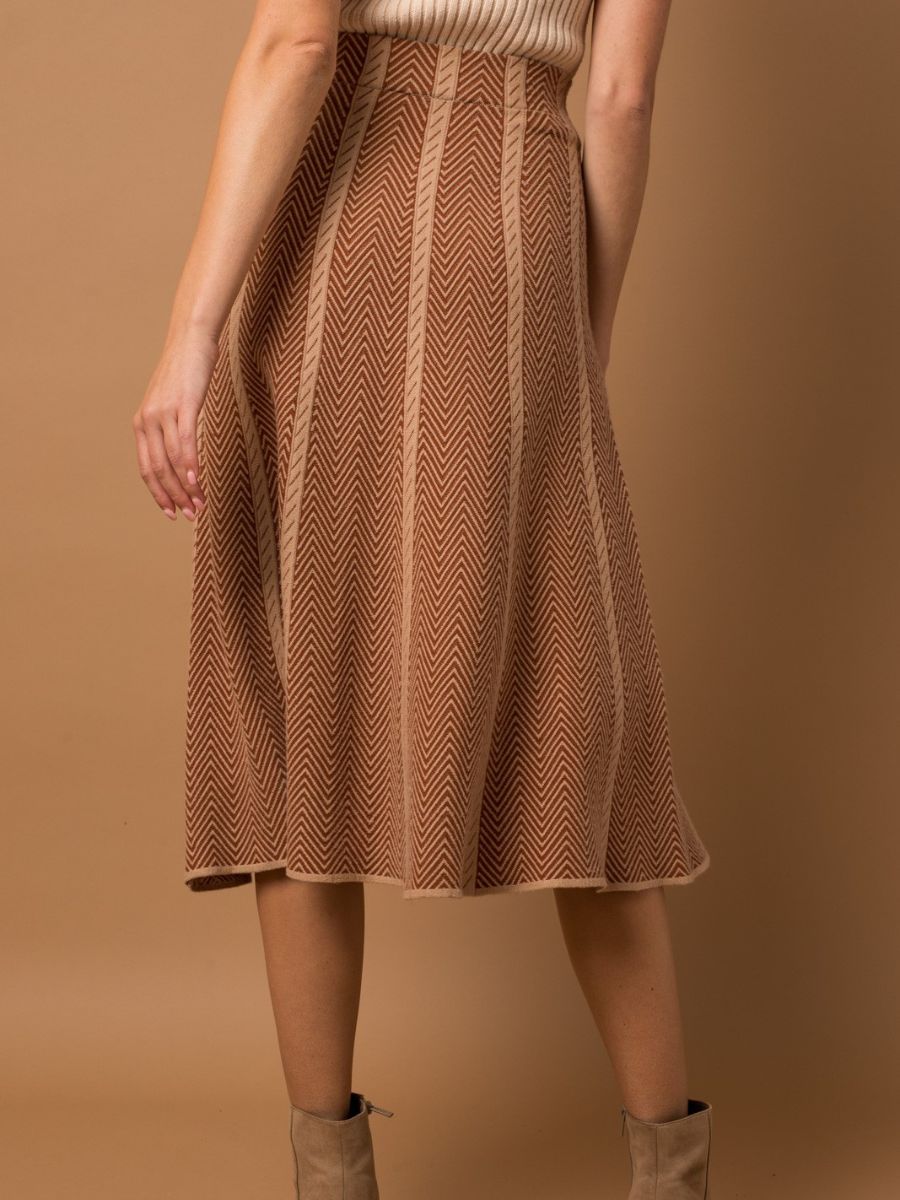 Herringbone Striped Sweater Skirt