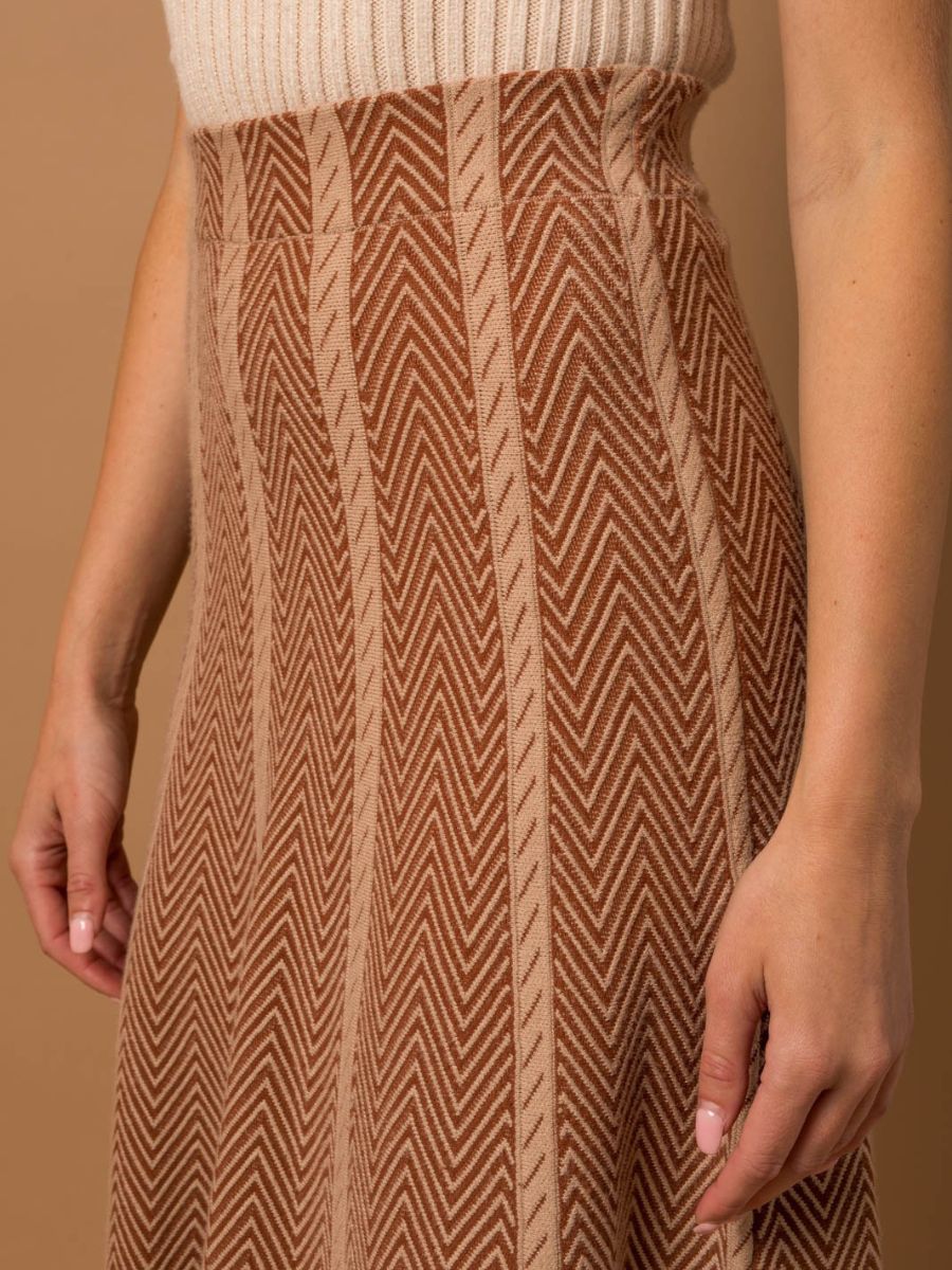 Herringbone Striped Sweater Skirt