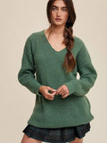 V-neck Ribbed Knit Sweater