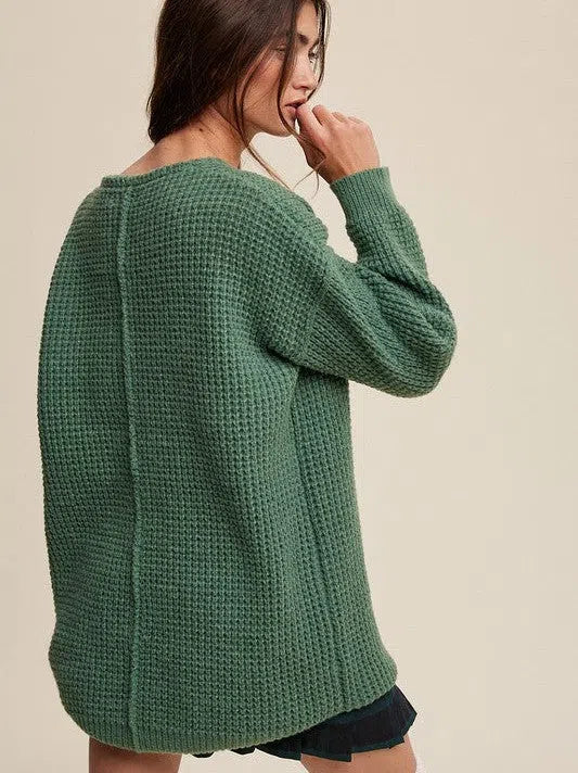 V-neck Ribbed Knit Sweater