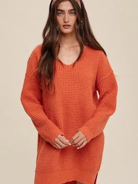 V-neck Ribbed Knit Sweater