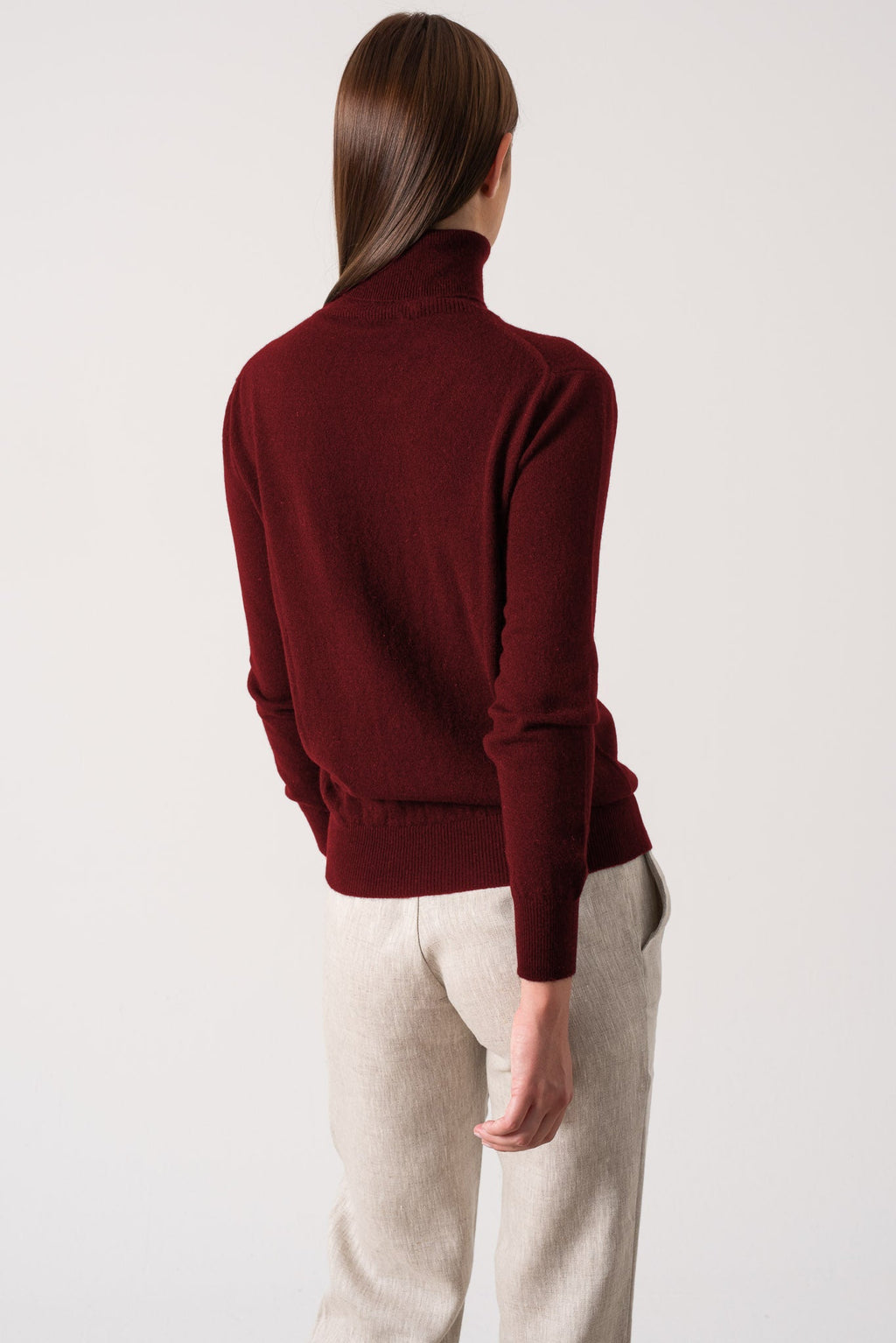 100% Cashmere Turtleneck Sweater Red Bordeaux