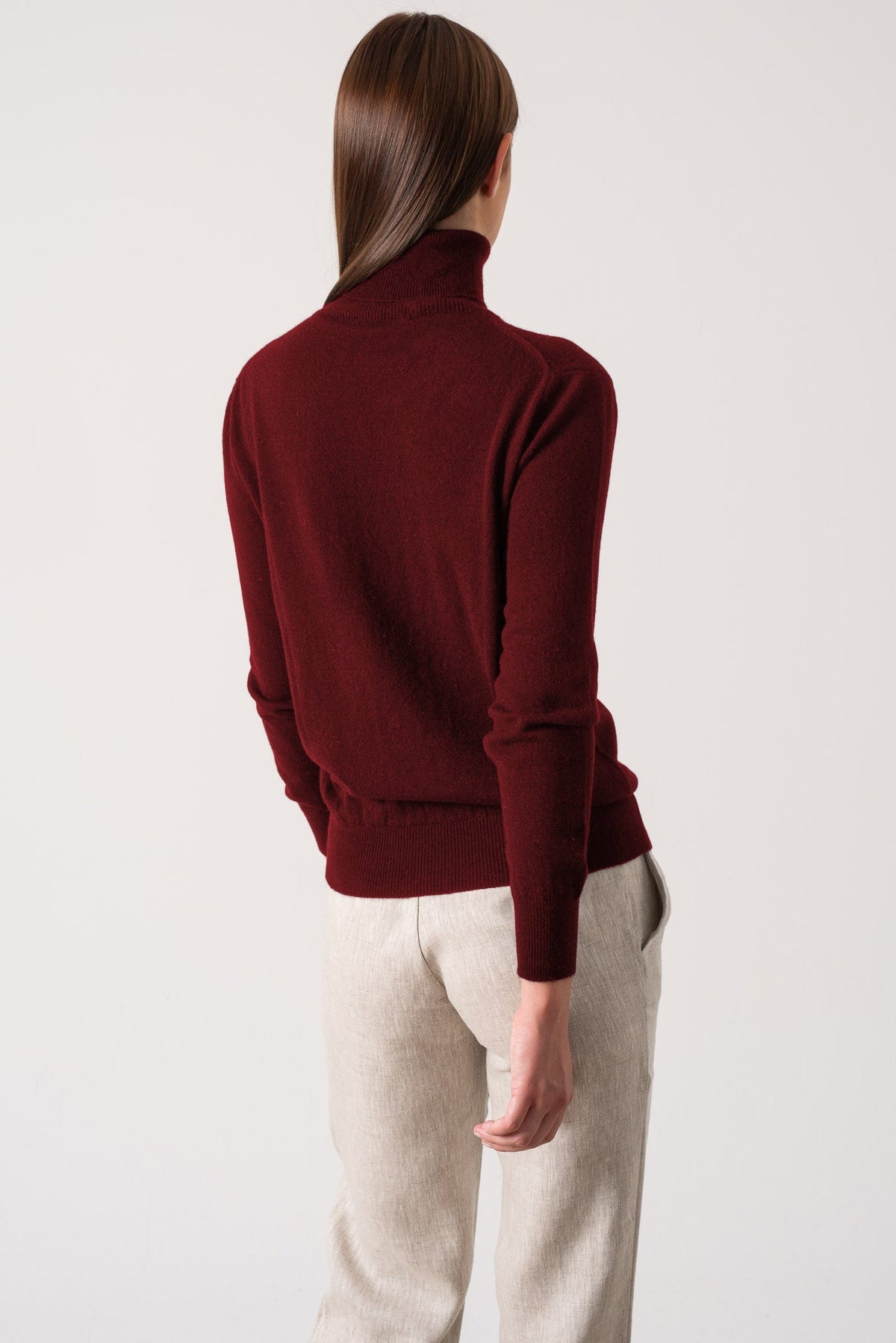 100% Cashmere Turtleneck Sweater Red Bordeaux