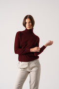 100% Cashmere Turtleneck Sweater Red Bordeaux