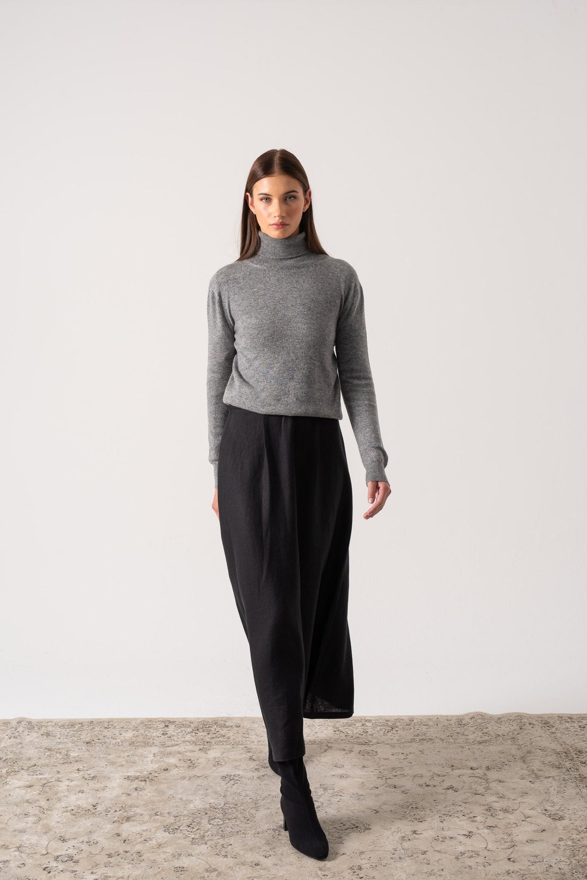 100% Cashmere Turtleneck Sweater Mélange Grey