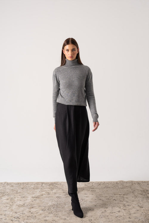 100% Cashmere Turtleneck Sweater Mélange Grey