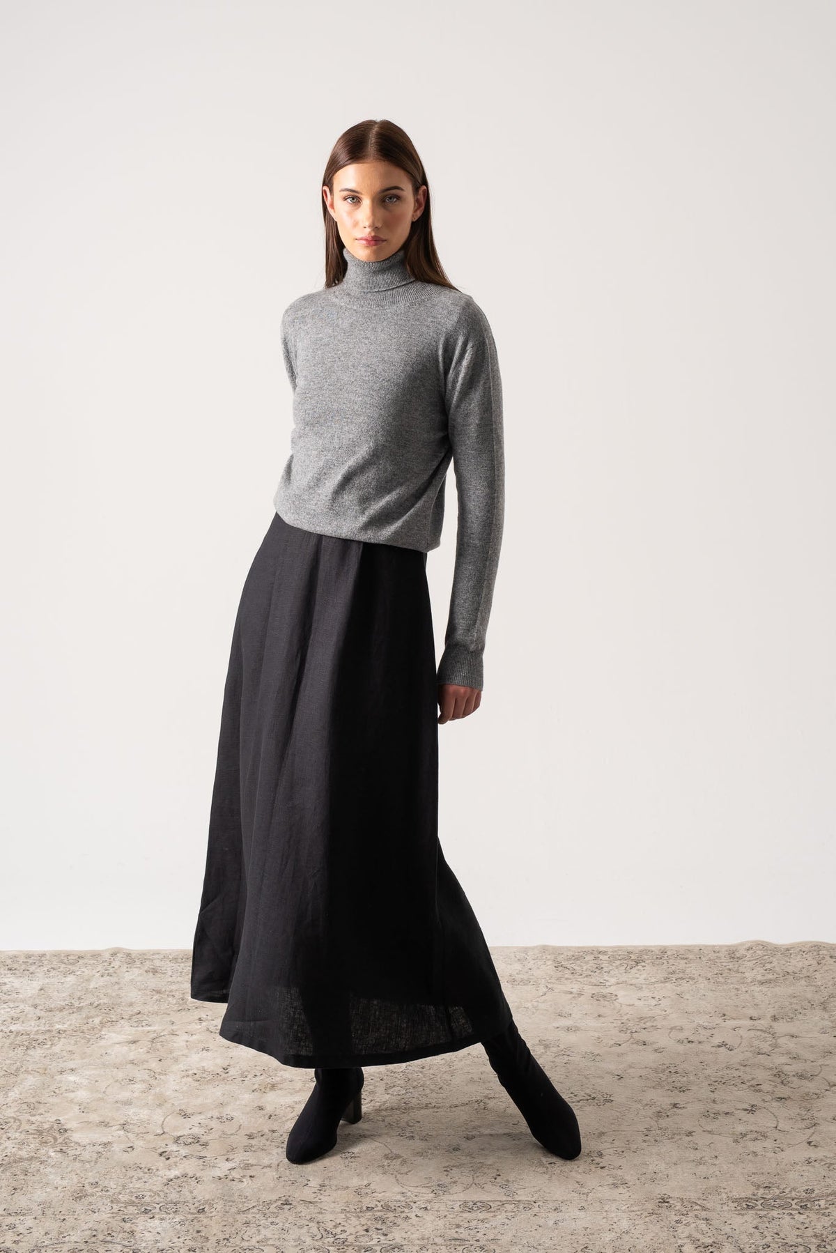 100% Cashmere Turtleneck Sweater Mélange Grey