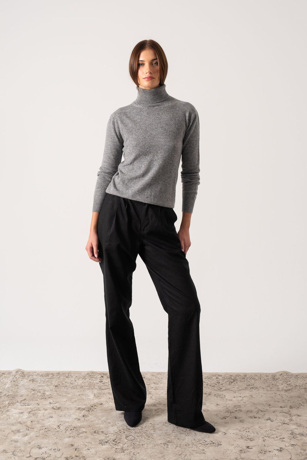100% Cashmere Turtleneck Sweater Mélange Grey