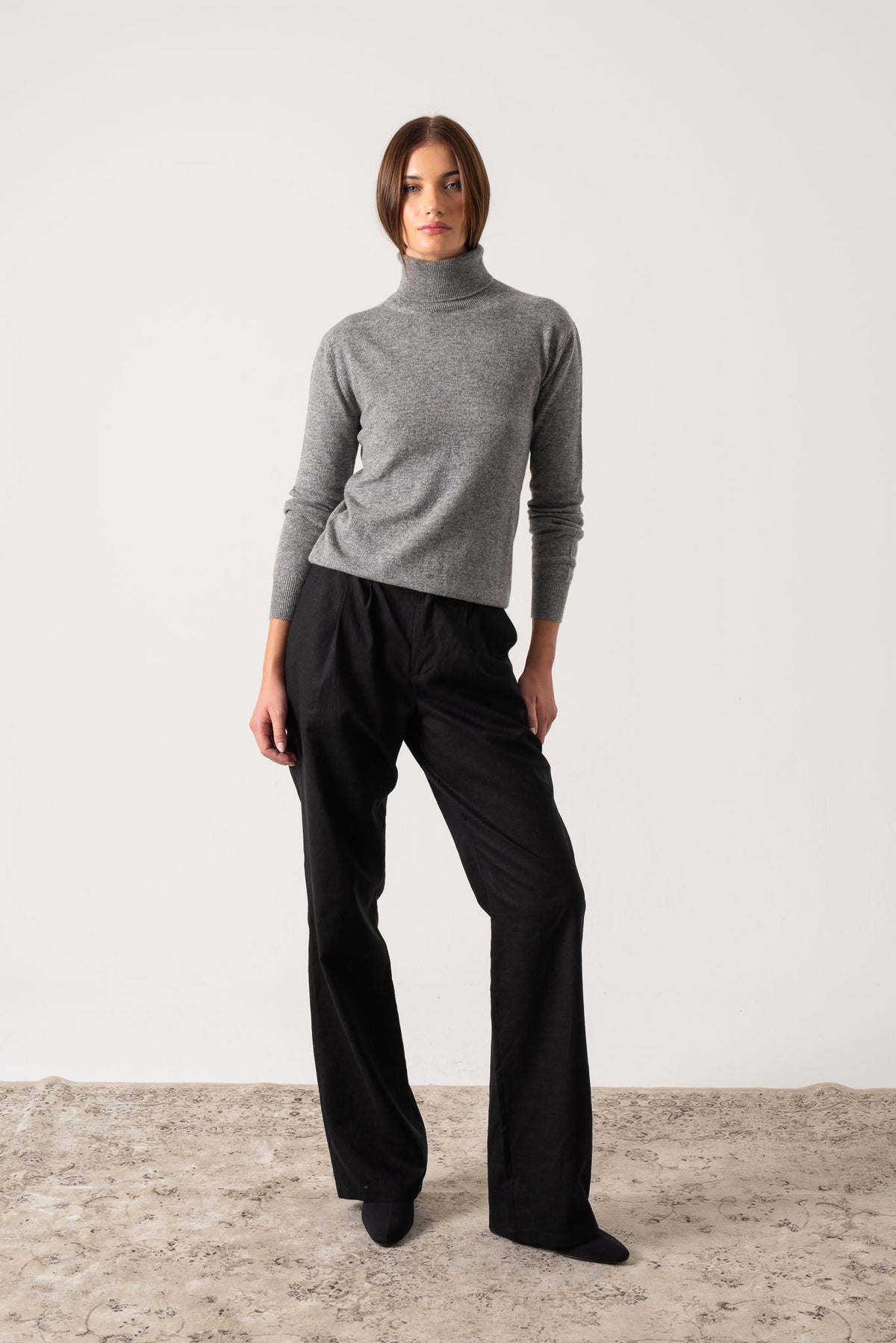 100% Cashmere Turtleneck Sweater Mélange Grey