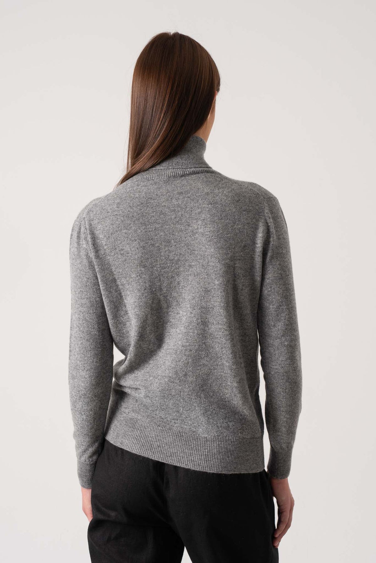 100% Cashmere Turtleneck Sweater Mélange Grey