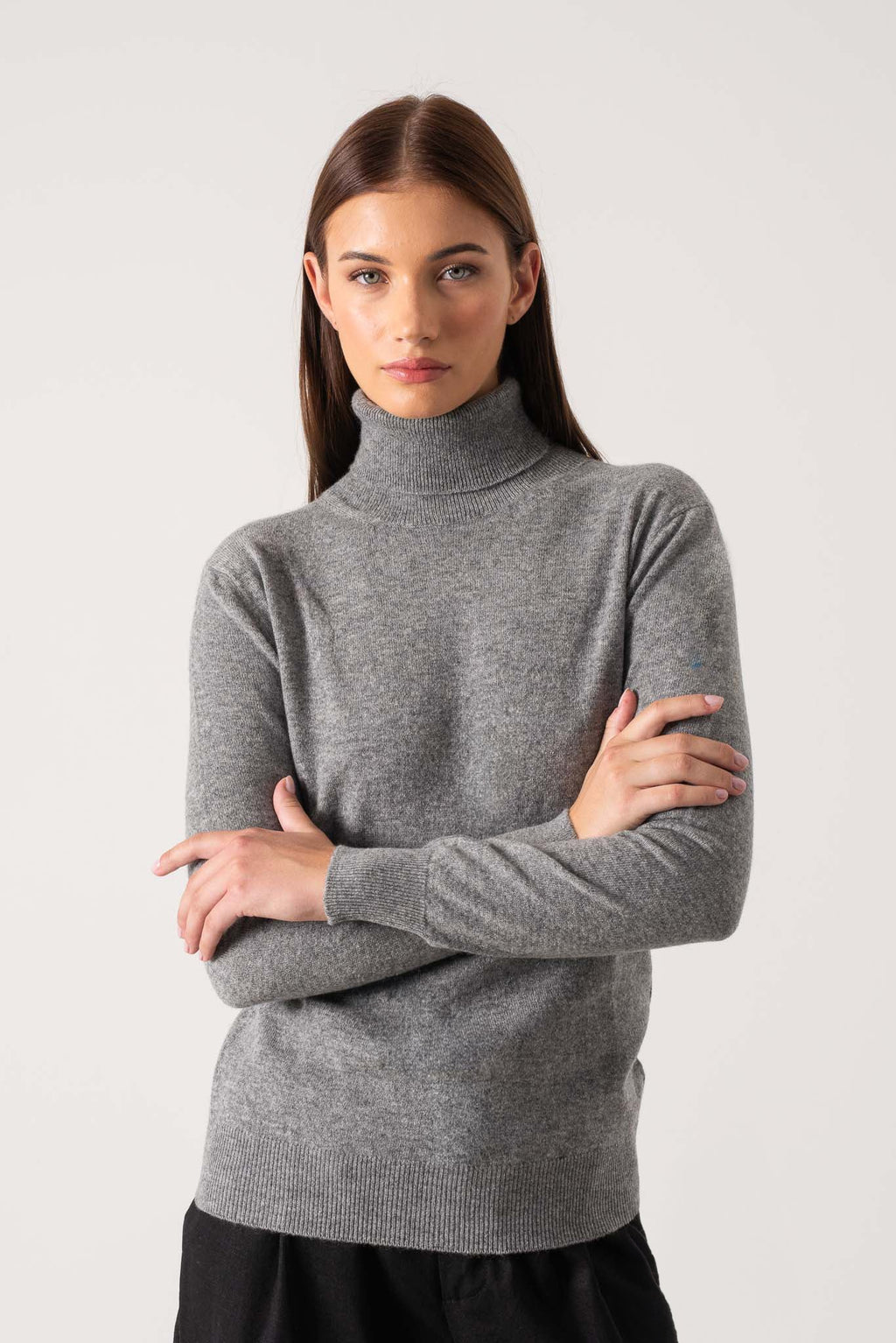 100% Cashmere Turtleneck Sweater Mélange Grey