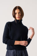 100% Cashmere Turtleneck Sweater Navy