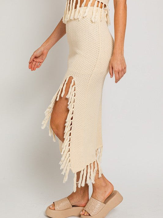 Boho Midi Sweater Skirt