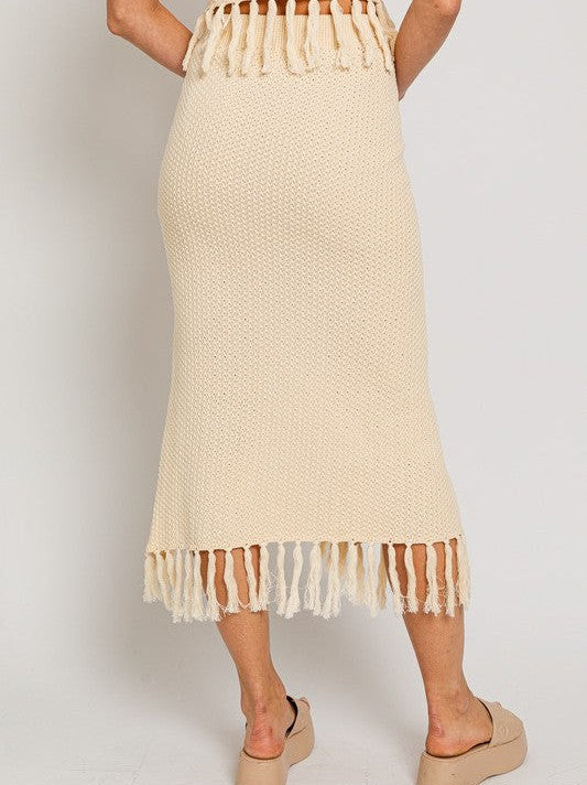Boho Midi Sweater Skirt